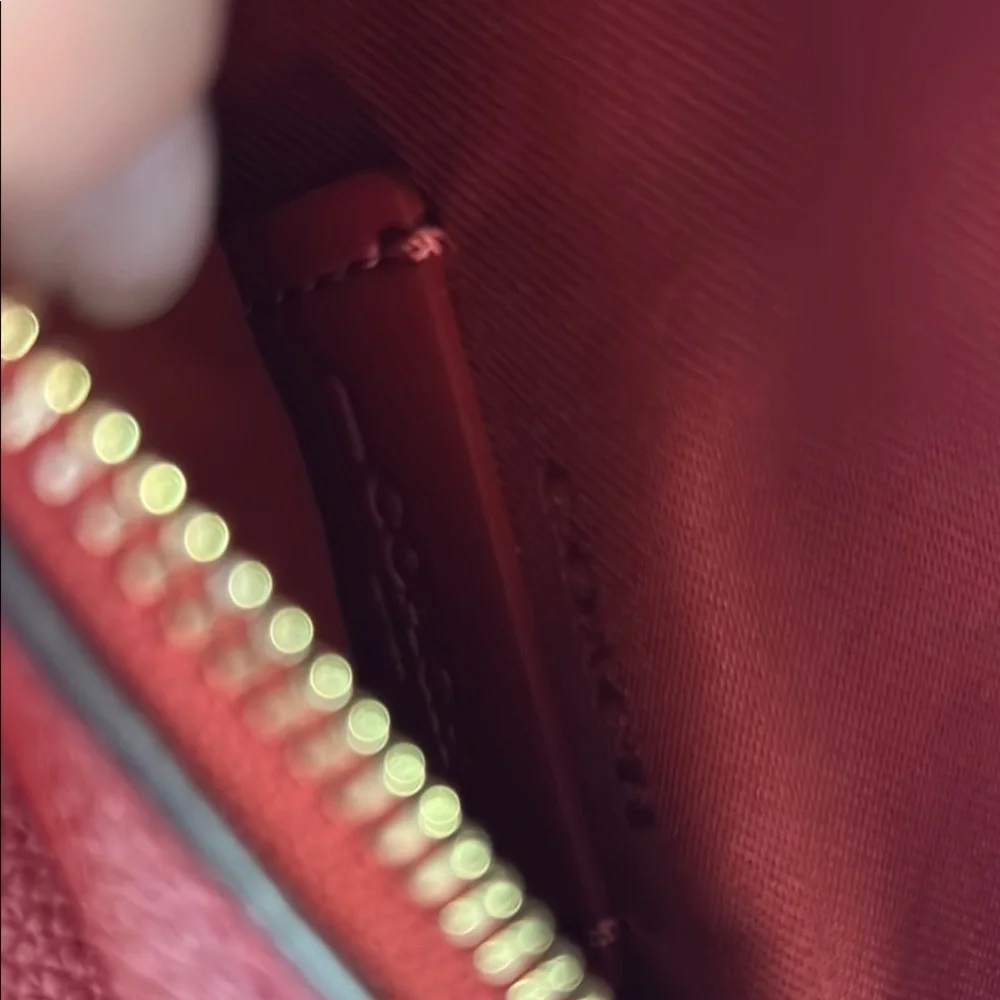 Coach Red Pebbled Leather Crossbody Belt Bag with Matching Card Case
